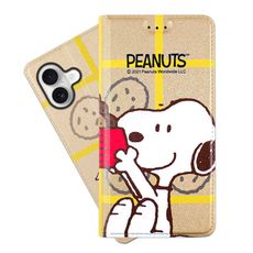 【SNOOPY/史努比】iPhone 16 Plus (6.7吋) 彩繪可站立皮套(吃餅乾)