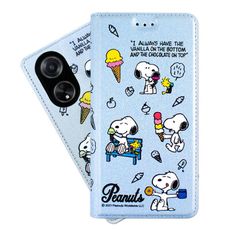 【SNOOPY/史努比】OPPO A98 5G 彩繪可站立皮套(最愛冰淇淋)