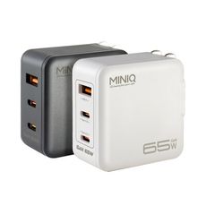 MINIQ 65W氮化鎵 雙USB-C+USB-A手機急速快充充電器(台灣製造、附贈Type-C充電