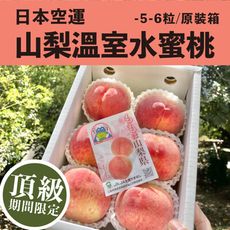 水果狼- 頂級日本空運山梨溫室水蜜桃5-6顆 / 1kg 原裝箱 免運 日本水蜜桃
