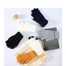 韓版觸屏針織手套 可觸屏保暖手套 騎車登山加絨保暖防寒手套