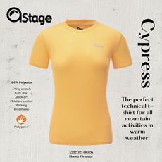 【AStage】Cypress T-Shirt 透氣快乾短袖排汗衣 女 蜂蜜橘｜銀離子運動上衣