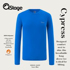 【AStage】Cypress T-Shirt 透氣快乾長袖排汗衣 男 天藍｜銀離子運動上衣