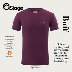 【AStage】Buff T-Shirt 透氣快乾短袖排汗衣 男 葡萄酒紫｜銀離子機能運動上衣