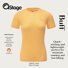 【AStage】Buff T-Shirt 透氣快乾短袖排汗衣 女 蜂蜜橘｜銀離子機能運動上衣