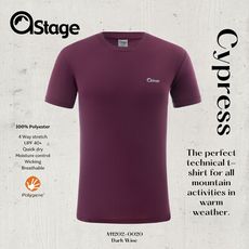 【AStage】Cypress T-Shirt 透氣快乾短袖排汗衣 男 葡萄酒紫｜銀離子運動上衣