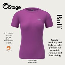 【AStage】Buff T-Shirt 透氣快乾短袖排汗衣 女 珍珠紫｜銀離子機能運動上衣