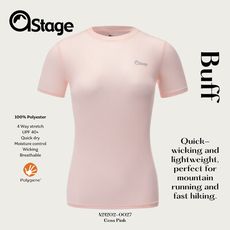 【AStage】Buff T-Shirt 透氣快乾短袖排汗衣 女 高斯粉｜銀離子機能運動上衣