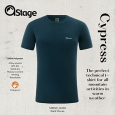 【AStage】Cypress T-Shirt 透氣快乾短袖排汗衣 男 深海藍｜銀離子運動上衣