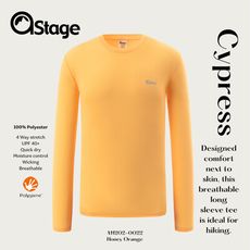 【AStage】Cypress T-Shirt 透氣快乾長袖排汗衣 男 蜂蜜橘｜銀離子運動上衣
