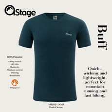 【AStage】Buff T-Shirt 透氣快乾短袖排汗衣 男 深海藍｜銀離子機能運動上衣