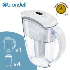 【Brondell】美國邦特爾 H2O+ 純淨濾水壺 （白）＋八周長效濾芯（4入）