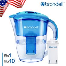 【Brondell】美國邦特爾 H2O+ 純淨濾水壺 （藍）＋八周長效濾芯（10入）