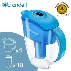 【Brondell】美國邦特爾 H2O+ 純淨濾水壺 （藍）＋八周長效濾芯（10入）