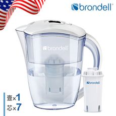 【Brondell】美國邦特爾 H2O+ 純淨濾水壺 （白）＋八周長效濾芯（7入）