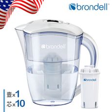 【Brondell】美國邦特爾 H2O+ 純淨濾水壺（白）＋八周長效濾芯（10入）
