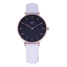 DW  經典中的獨特時尚優質皮革腕錶-黑面+玫瑰金/32mm-DW00100283