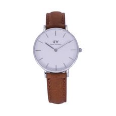 DW  經典中的獨特時尚優質皮革腕錶-麝皮型咖啡+銀/32mm-DW00100184