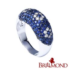 【BRILLMOND】天然藍寶18K金微鑲臻藏星河戒(18K白金台 天然藍寶石)