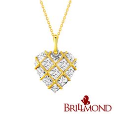 【BRILLMOND】18K金愛心刻花雙色墜(18K金台)