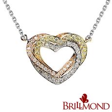 【BRILLMOND】18K金三色金典藏心戀鑽石套鍊(18K三色金套鍊)