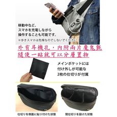 男生實用 日本正版 防潑水大容量 耳機孔 魔術隔層 斜背包 挎包 相機包 腰包 機車斜背包UBY1