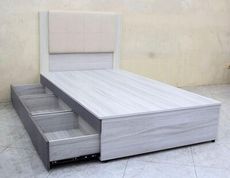 【歐風別館】甜心3.5尺單人雪松色貓抓皮加高床頭片+抽屜床底【基隆至台中免運費】