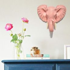 18PARK-動物園壁飾-大象頭 [樹脂,粉紅色]
