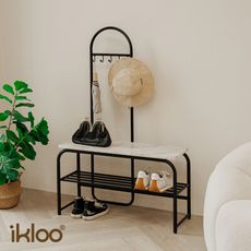 【ikloo】歐式仿大理石紋穿鞋椅 台灣製造 (多功能置物架 置物檯)LS298