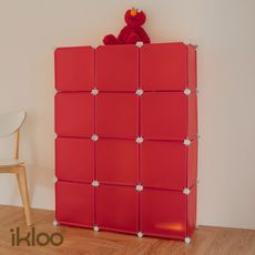 【ikloo】12格12門收納組合櫃-紅色款 HP59B