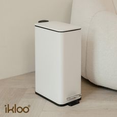 【ikloo】簡約窄型腳踏式垃圾桶 加高款15L-2色可選 (緩降功能 附提把 輕奢簡約)