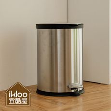 【ikloo】不銹鋼靜音腳踏式垃圾桶12L (腳踏式/緩衝蓋/獨立內桶/垃圾桶/圓形垃圾桶)