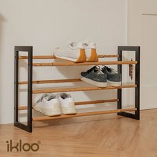 【ikloo】簡約時尚木紋伸縮式鞋架 SH78