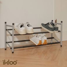 【ikloo】伸縮式磨砂雙層鞋架 SH85