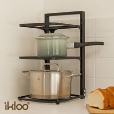 【ikloo】率性可調式三層鍋具架 (鍋蓋收納/廚房收納/水槽收納架) BCF73