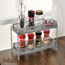 【ikloo】滑軌式拉網廚房收納架 (調味料置物架/調味料收納架/廚房置物架/瓶罐收納)