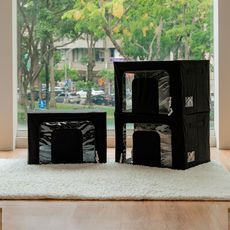 【ikloo】牛津布鋼骨折疊收納箱66L-黑色款(3入組)-4色可選 BNF50B