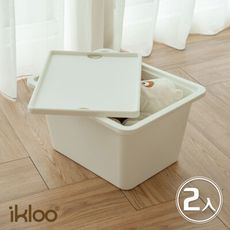 【ikloo】無印風收納盒(2入附蓋) -大款 BM30