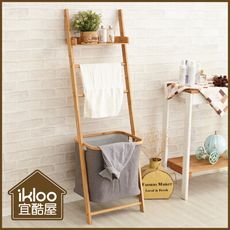 【ikloo】日系質感靠壁式層板掛架(附衣籃)