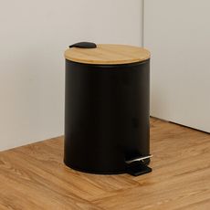 【ikloo】日式竹蓋靜音緩降腳踏式垃圾桶5L-2色可選 PBL94