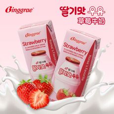 【韓味不二】🔥韓國人氣Binggrae草莓牛奶 200ml x 6入/組