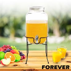 【日本FOREVER】夏天必備派對玻璃果汁飲料桶(含桶架)4L