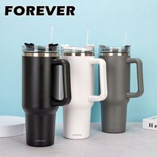 【日本FOREVER】不鏽鋼隨行保冷把手冰霸杯/隨行杯1200ml-(買一送一)