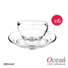 【Ocean】可啡美式拿鐵杯盤組 260ml (6組)