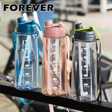 (買一送一)【日本FOREVER】大容量運動吸管水壺(附背帶)2200ml