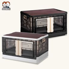 42L 透黑系木板兩扇門折疊收納箱-木蓋款(OH-Q214)