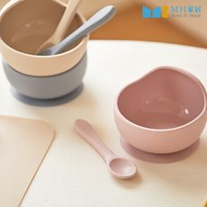 MH家居 韓國兒童餐具 矽膠湯碗/湯匙組