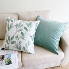 【研紡枕所】小花綠葉風格抱枕套(抱枕套、靠墊套)