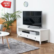 【JUSTBUY】歐盟認證品質 霍爾森斯經典北歐電視櫃 純白美學三抽屜可收納