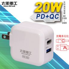 【太星電工】20W智慧高速充電器(PD+QC)  AE330